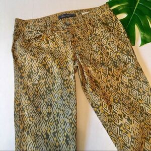 Anthropologie Yellow and Green Patterned Skinny Jeans